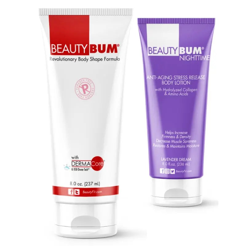 x2 Tubes BeautyBum Anti-Cellulite & Anti-Aging Lotions Day & Night Original Scent 237ml &  Lavender Dream Scent 236ml BeautyFit Australia