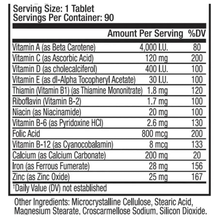 Facts off Beauty Natal Multi Vitamin & Multi Mineral Dietary Supplement for women's 90 tablets BeautyFit® Australia  