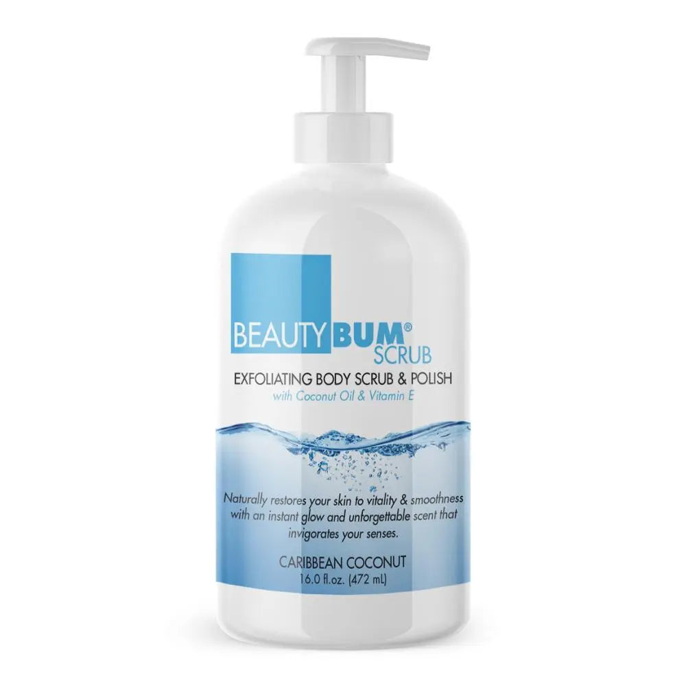 Pump of  Beauty-Bum® Scrub Exfoliating Body Scrub Lotion & Polish Leaves Skin With An Instant Glow (472ml)  Caribbean Coconut 