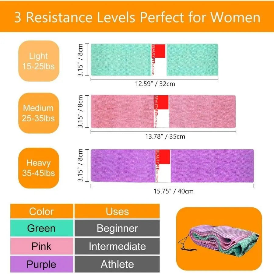 sizes of Exercise resistance bands Beautyfit® Australia