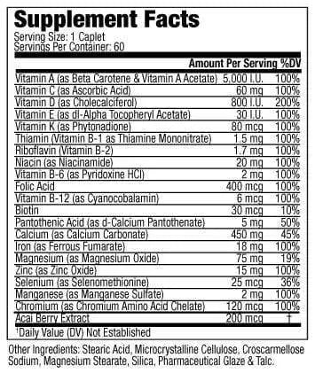 Supplement Facts of Beauty-Complex® Premium Women's Multivitamin (60 caplets)