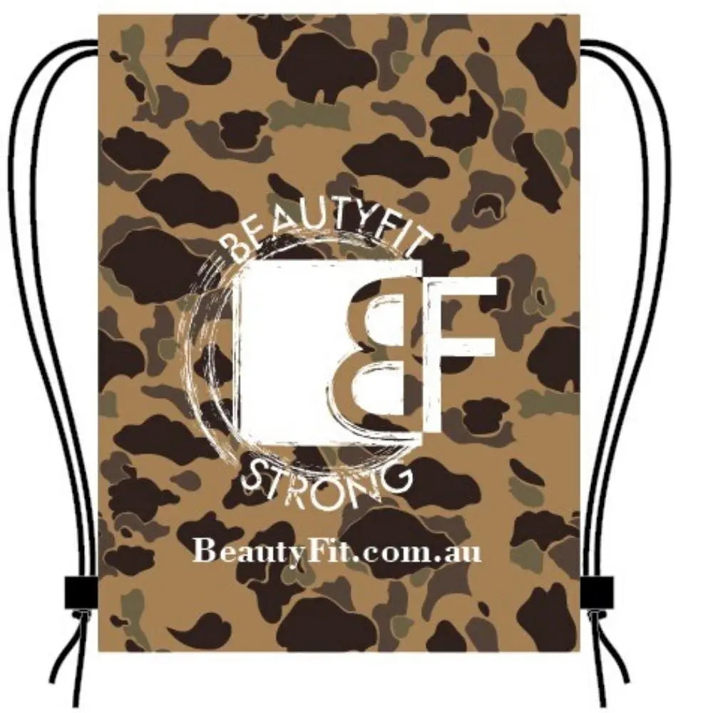 Waterproof Camouflage Drawstring Back Pack BeautyFit® Australia BF Strong Logo