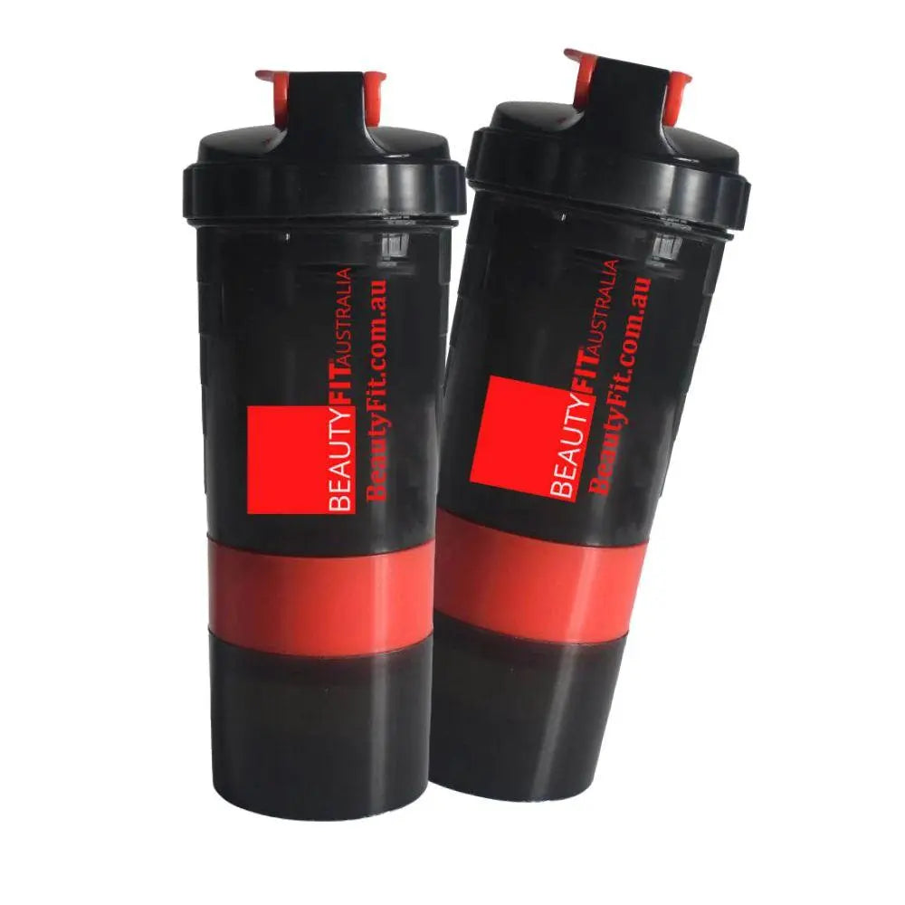 Gym Shaker Bottle 500ml Black/Red color with BeautyFit® Australia Logo