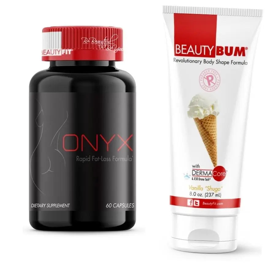 Bottle of ONYX® Rapid Fat-Loss Tube of Beauty-Bum® Vanilla Shuga Body Toning Lotion