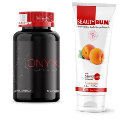 Bottle of ONYX® Rapid Fat-Loss Tube of Beauty-Bum® Peach Bottom Body Toning Lotion