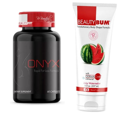 Bottle of ONYX® Rapid Fat-Loss Tube of Beauty-Bum® Watermelon Body Toning Lotion