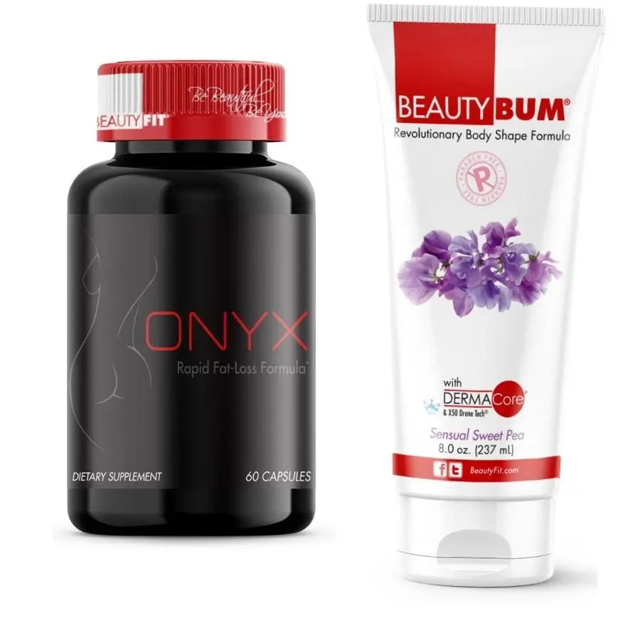 Bottle of ONYX® Rapid Fat-Loss Tube of Beauty-Bum® Sweet Pea Body Toning Lotion
